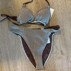 Abercrombie NWT Brown Gingham Bikini